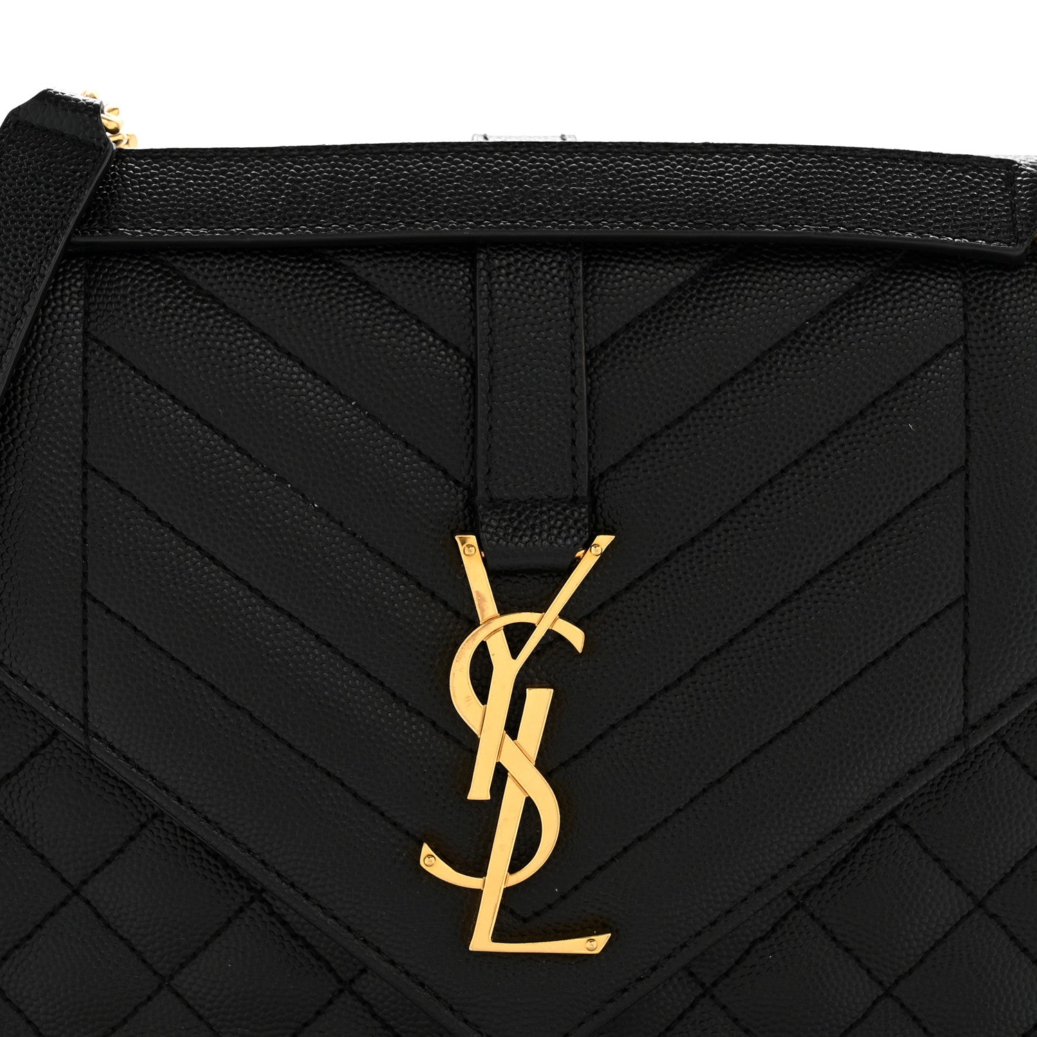 Saint Laurent Grain De Poudre Textured Mixed Matelasse Triquilt Medium Monogram Satchel Black 8 of 12