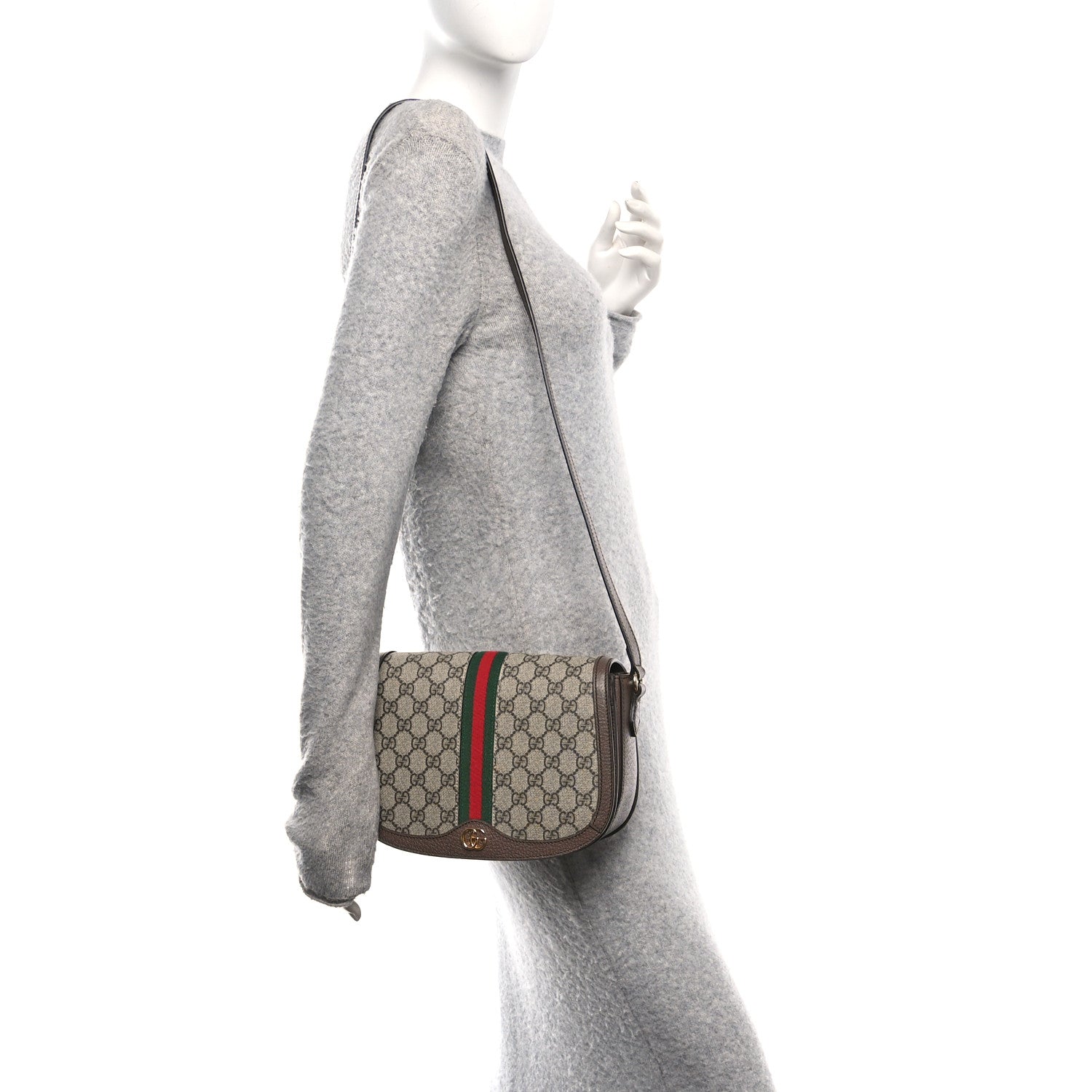 Gucci GG Supreme Monogram Web Small Ophidia Flap Messenger Bag Brown 2 of 10