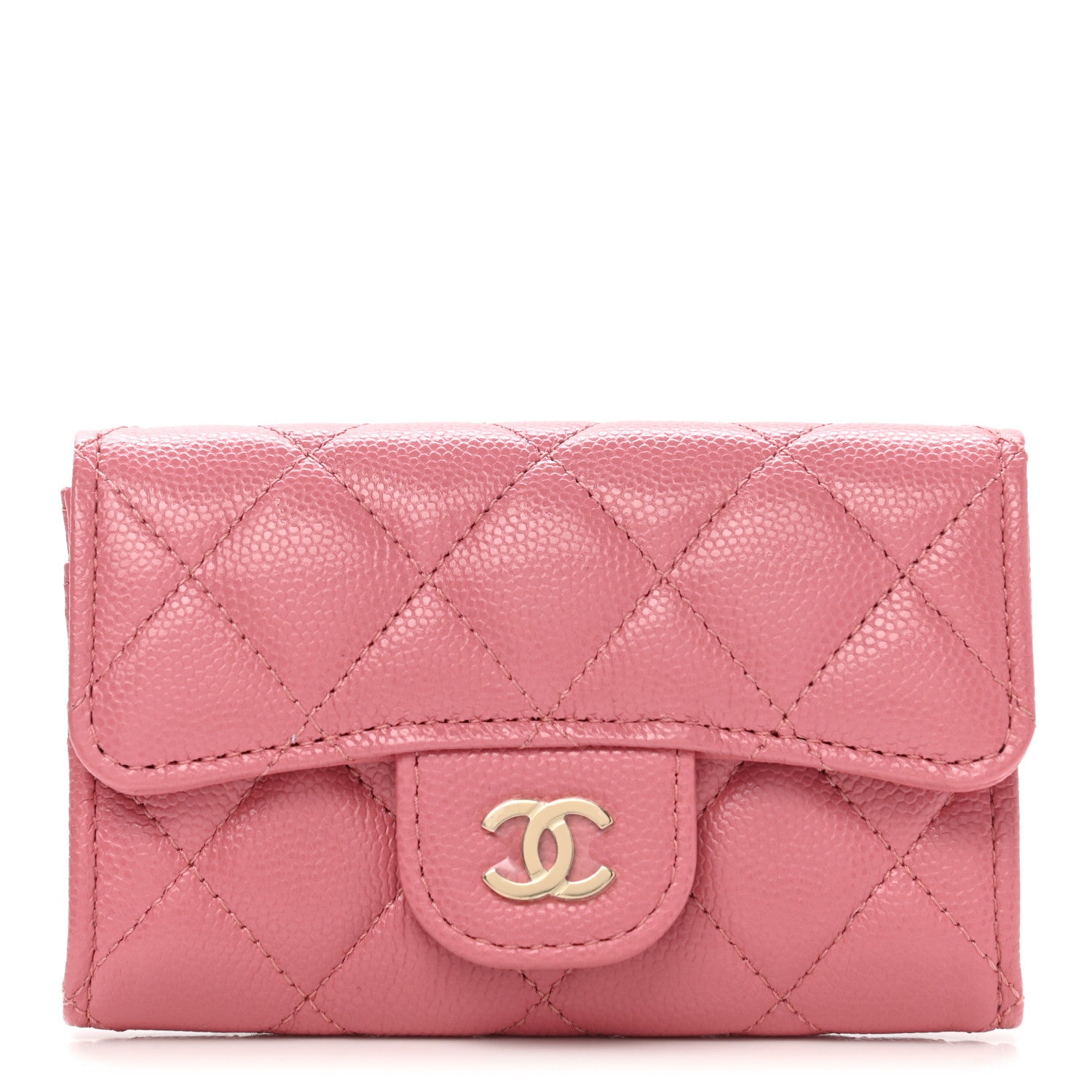 Chanel Caviar Quilted Flap Card Holder Pink 1 of 9