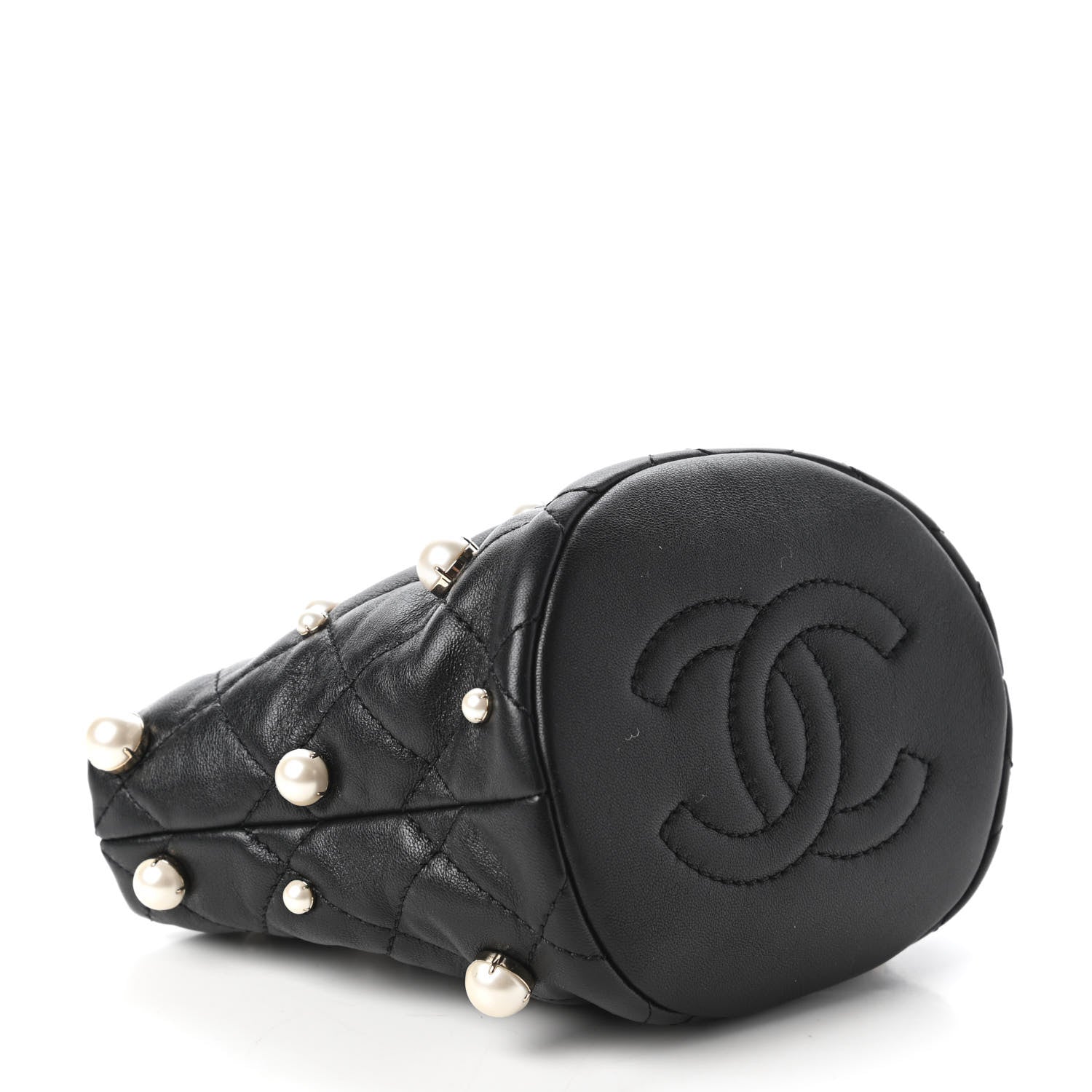Chanel Lambskin Quilted Pearl Mini About Pearls Drawstring Bag Black 4 of 11