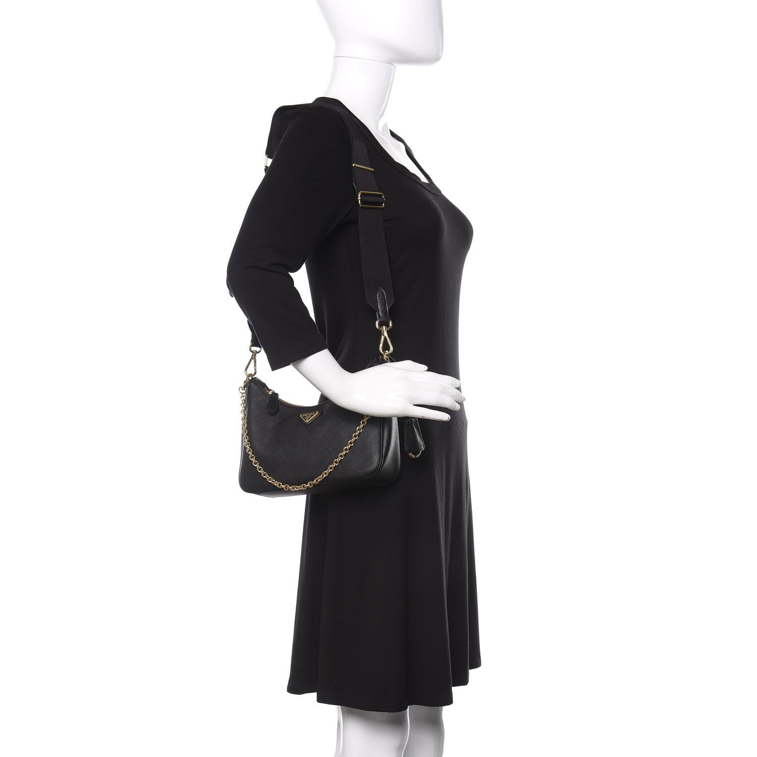 Prada Saffiano Lux Re-Edition 2005 Shoulder Bag Black 2 of 9