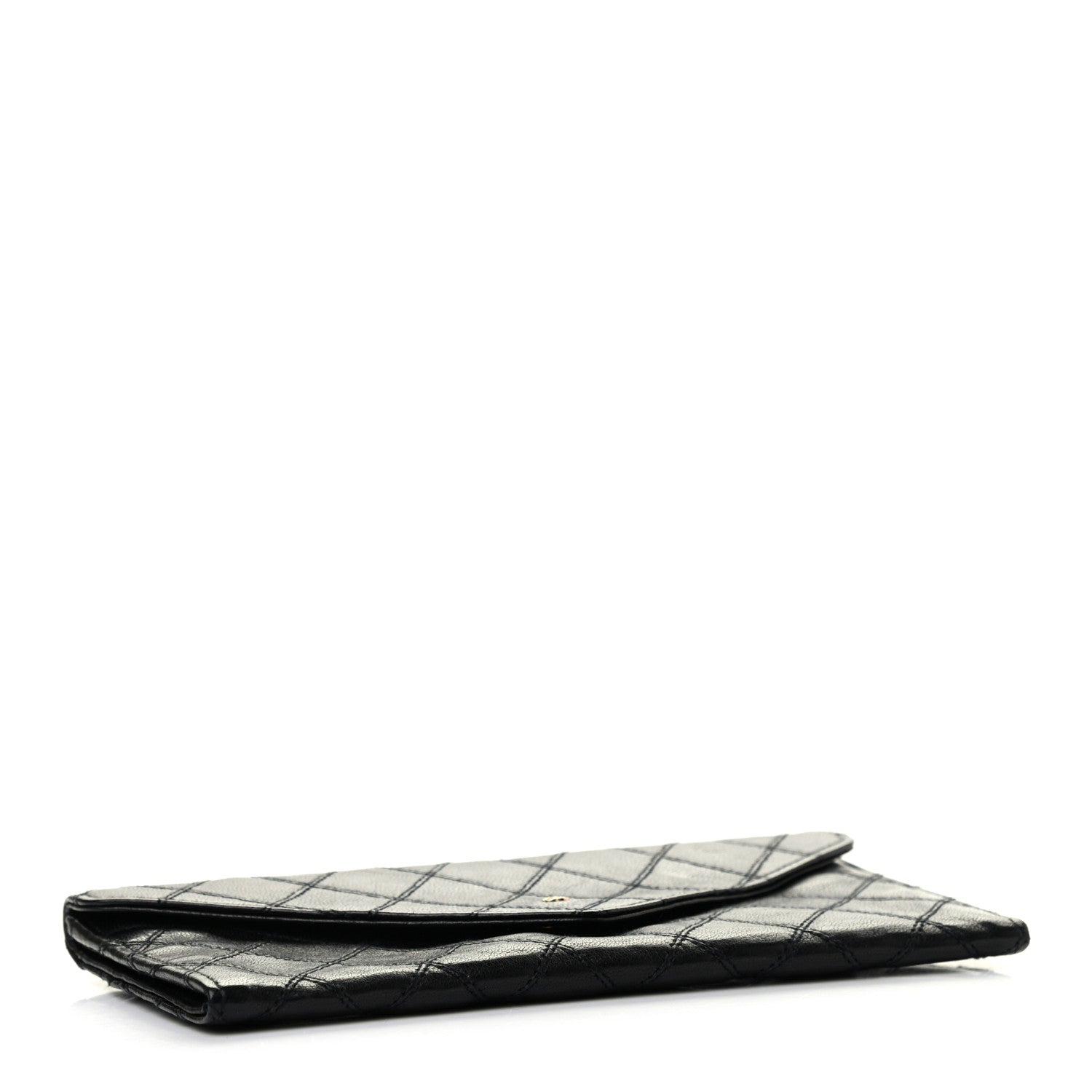 Chanel Lambskin Diamond Stitched Envelope Long Flap Wallet Black 4 of 7