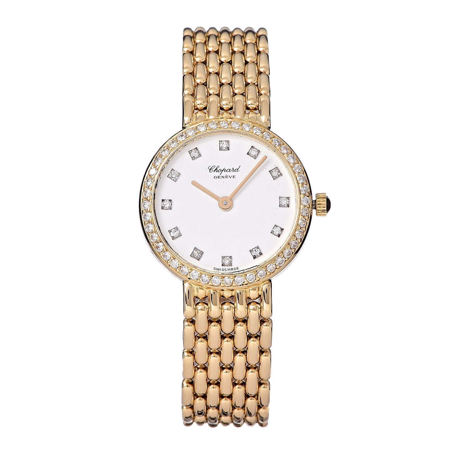 18K Yellow Gold Diamond Bezel 22mm Quartz Watch
