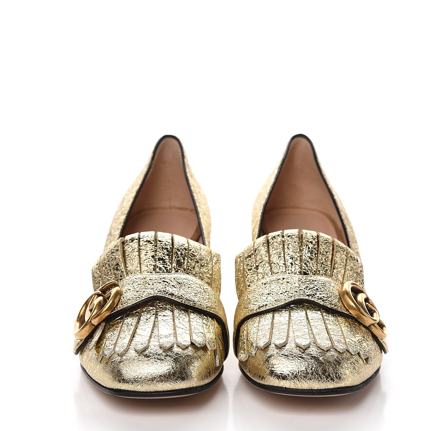 Gucci Galassia GG Marmont Fringe 50mm Loafer Pumps 37 Platino 2 of 9