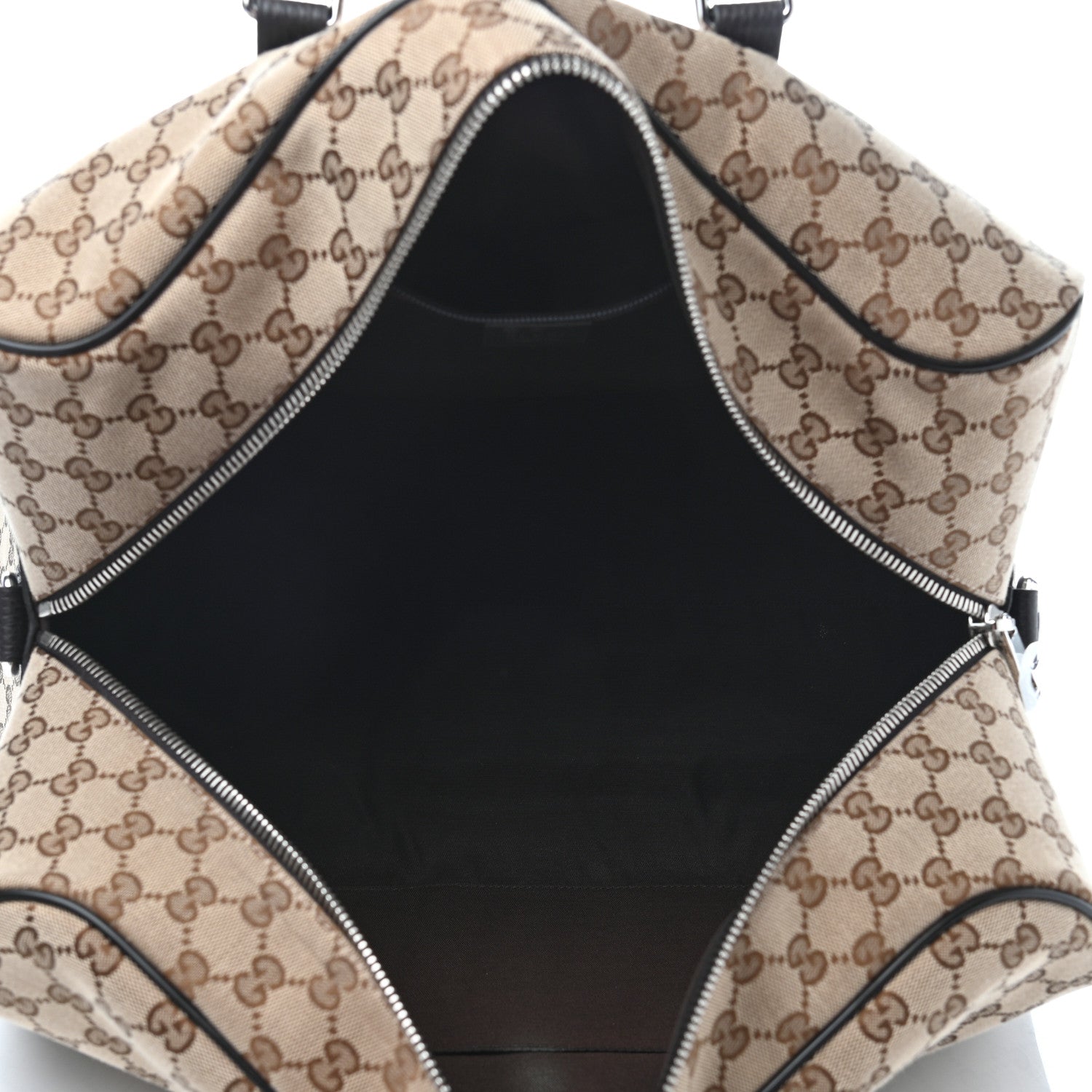 Gucci Monogram Dollar Calfskin Boston Duffle Bag Beige Ebony Testa di Moro Marrone Scuro 5 of 9