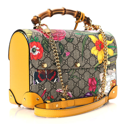 Gucci GG Supreme Monogram Flora Small Padlock Bamboo Shoulder Bag Beige Multicolor Crop 3 of 9