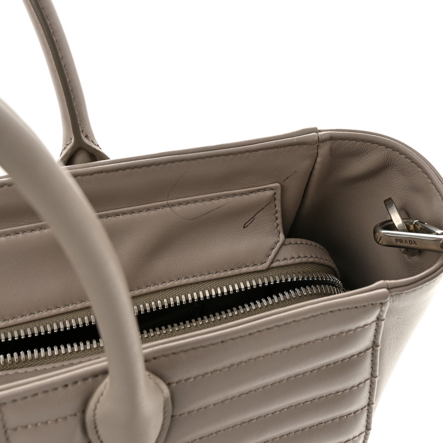 Prada Soft Calfskin Impunture Diagramme Tote Pomice 10 of 10