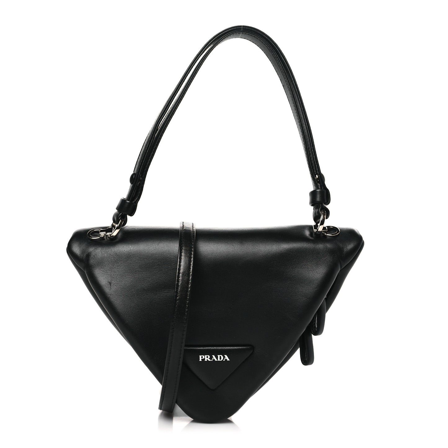 Nappa Padded Signaux Triangle Crossbody Black
