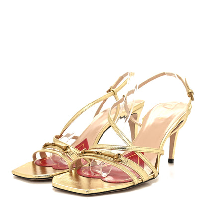 Gucci Metallic Nappa Victoria Strappy Horsebit Sandals 39 Gold 3 of 9