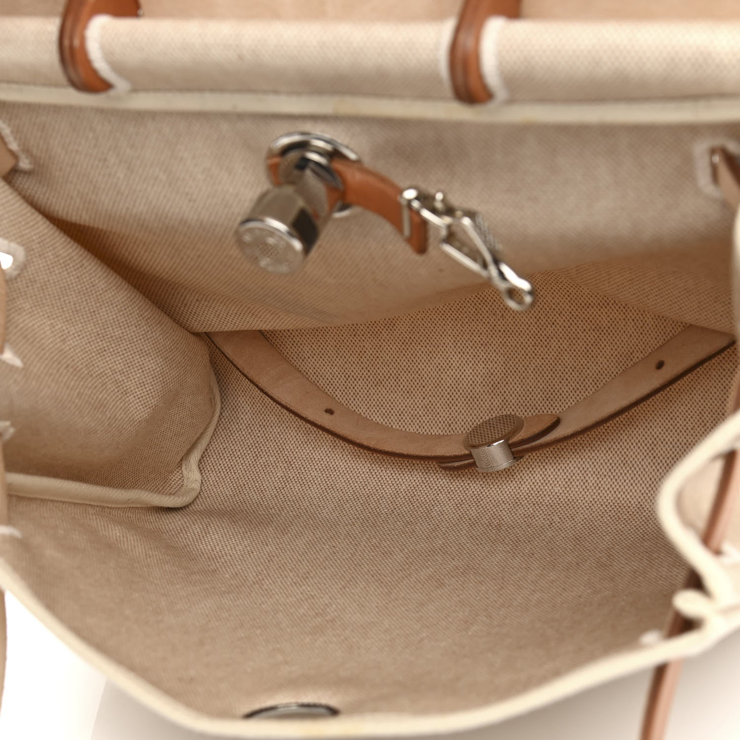 Hermes Toile Vache Calfskin Herbag 30 PM Backpack Natural 5 of 12