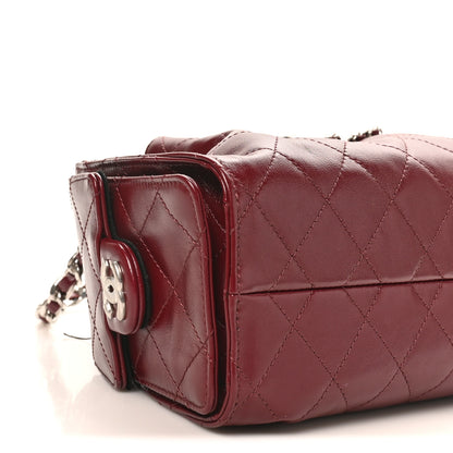 Chanel Shiny Crumpled Calfskin Quilted Mini Chanel 25 Handbag Dark Burgundy 9 of 10