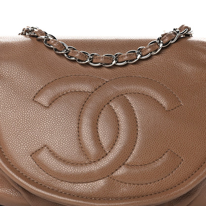 Chanel Caviar Large Half Moon Flap Dark Beige 9 of 15