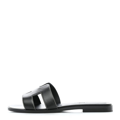 Hermes Box Calfskin Oran Sandals 35 Black 1 of 9