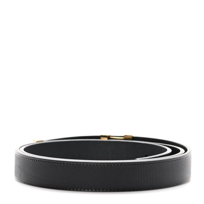 Louis Vuitton Calfskin Embossed LV Initiales Belt 80 32 Black 2 of 9