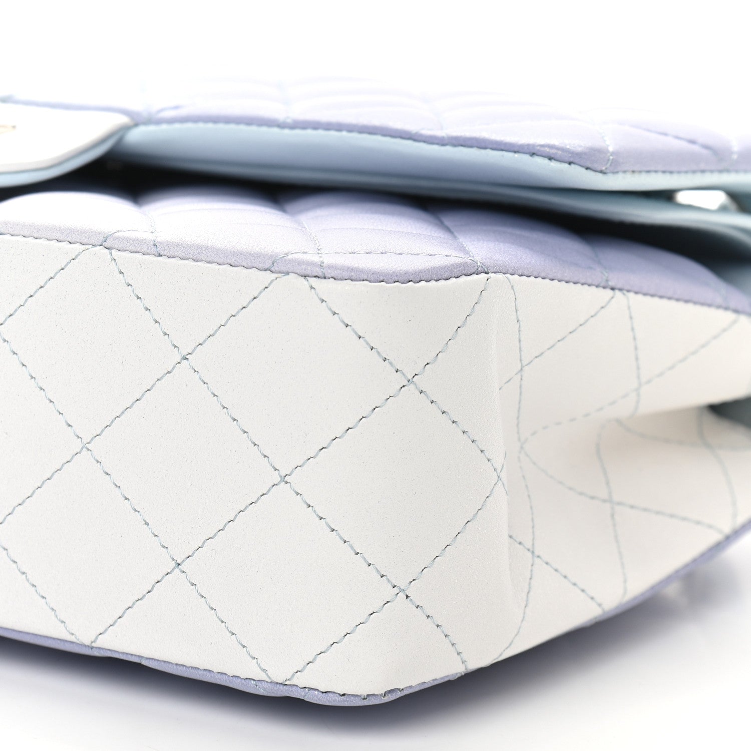 Chanel Perforated Lambskin Quilted Medium Double Flap Light Blue Light Purple White 9 of 9