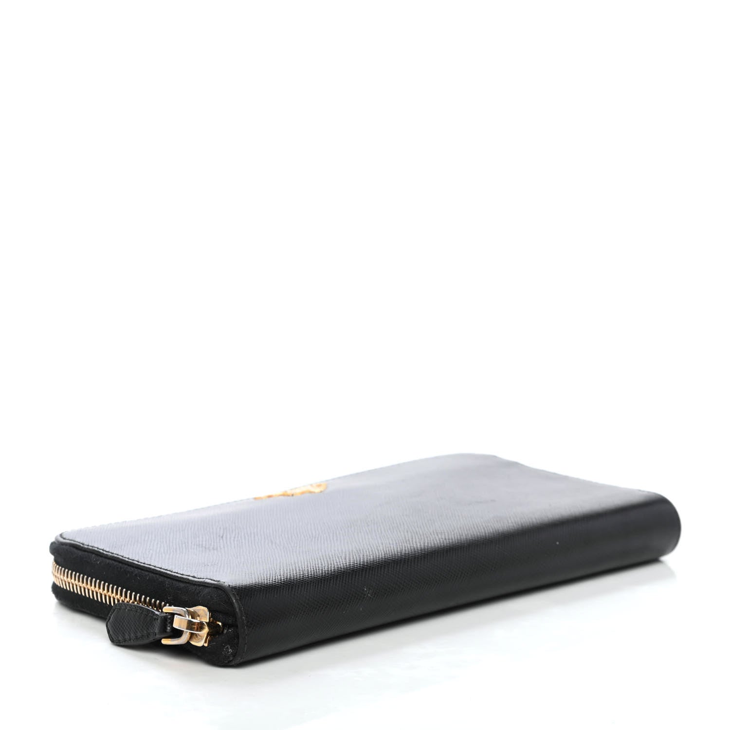 Prada Saffiano Metal Zip Around Wallet Black 3 of 4