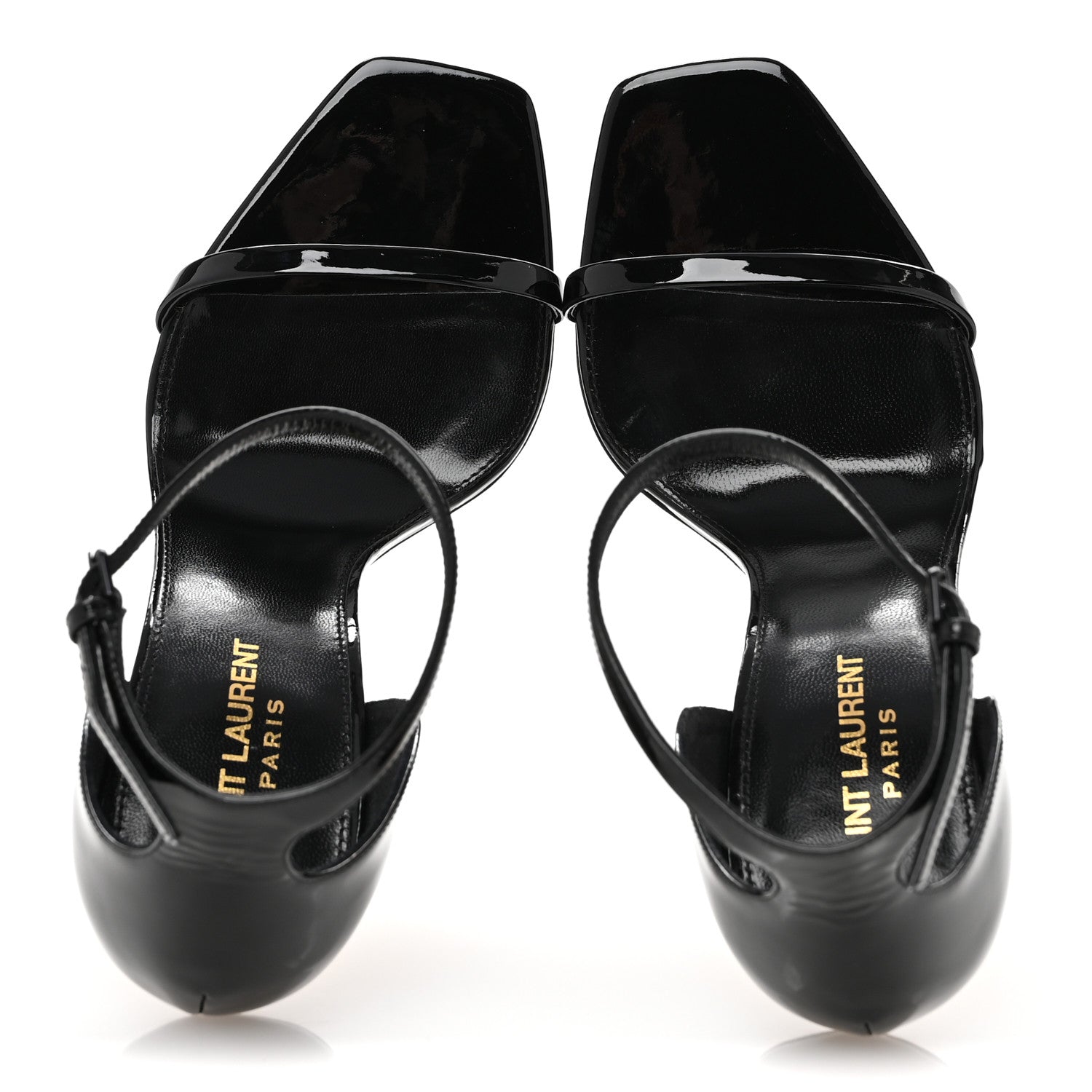 Saint Laurent Patent Calfskin Opyum 110 Sandals 38.5 Black Gold 2 of 12