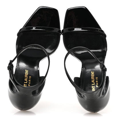 Saint Laurent Patent Calfskin Opyum 110 Sandals 38.5 Black Gold 2 of 12