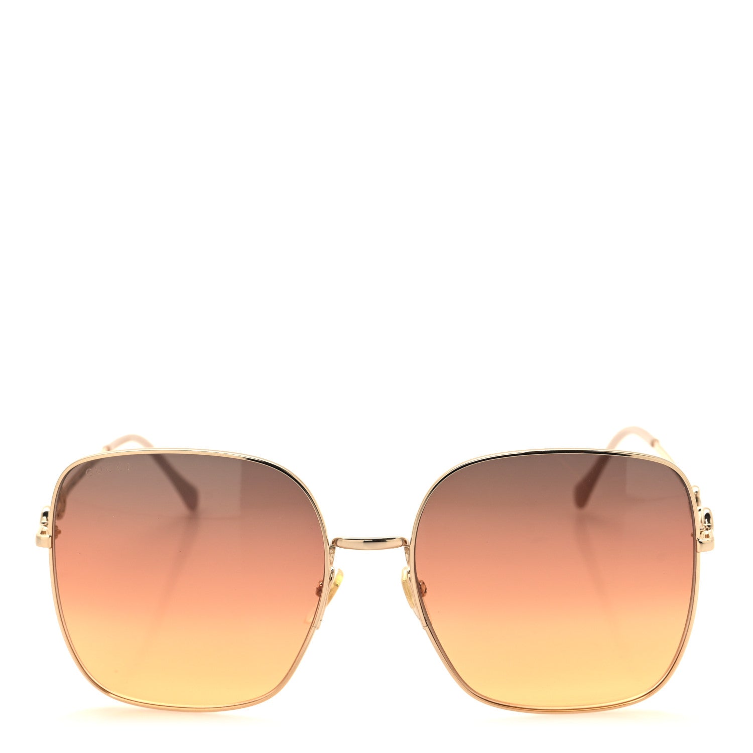Gucci Metal Horsebit Square Frame Sunglasses GG0879S Gold 2 of 7