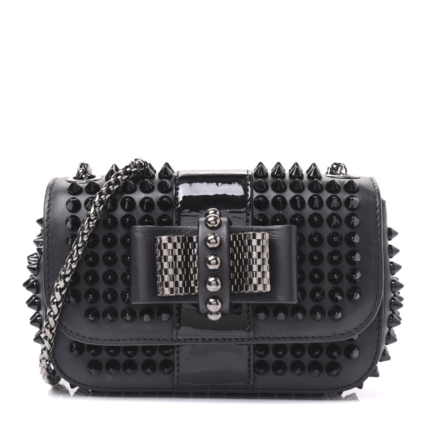 Calfskin Spikes Sweety Charity Crossbody Bag Black