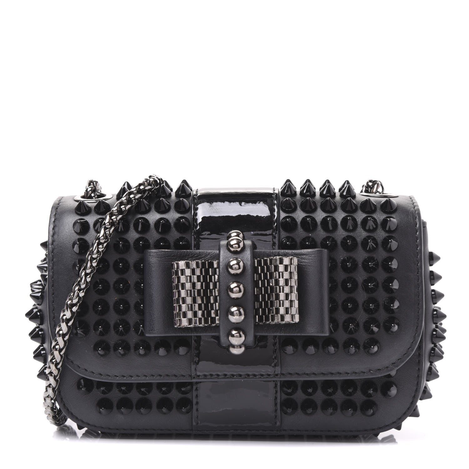 Christian Louboutin Calfskin Spikes Sweety Charity Crossbody Bag Black 1 of 8