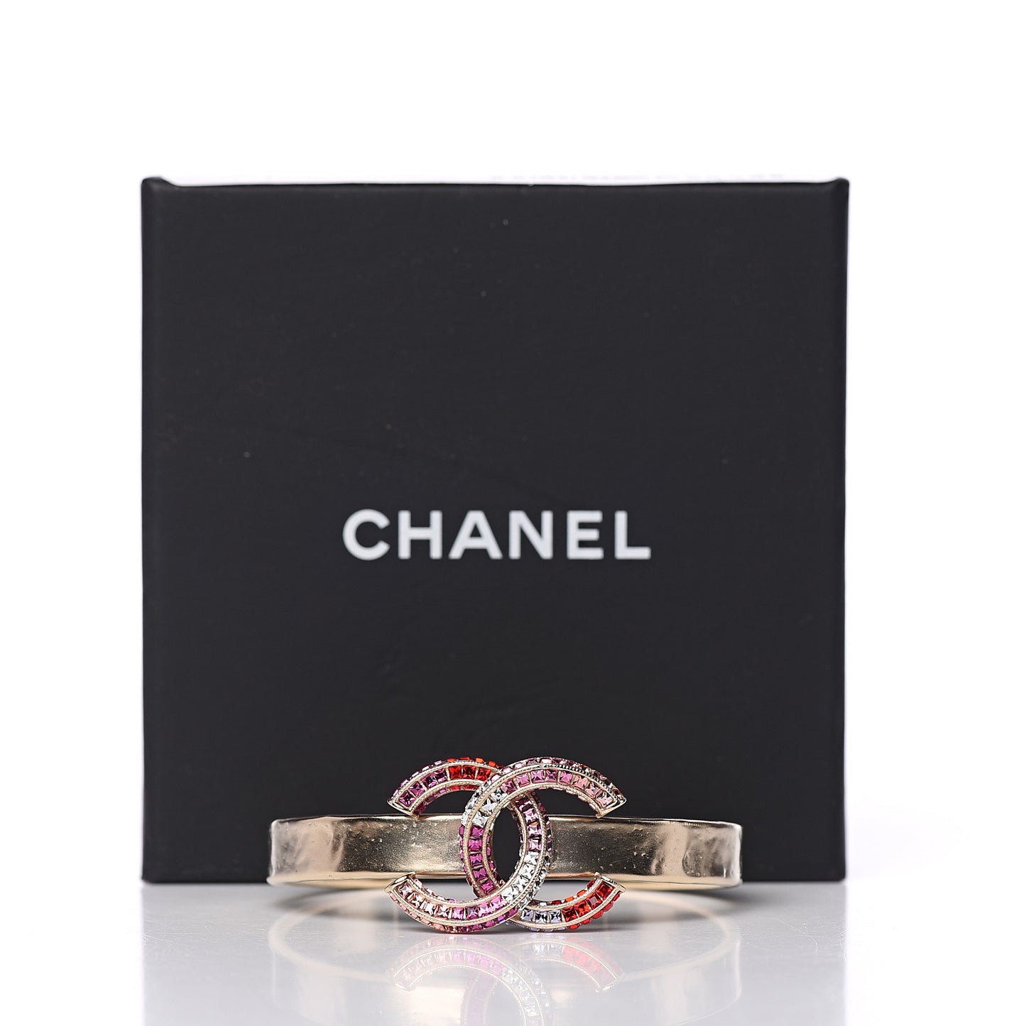Baguette Crystal CC Bangle Gold Pink Red