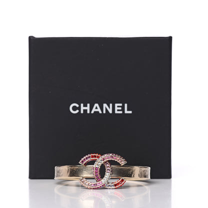 Chanel Baguette Crystal CC Bangle Gold Pink Red 3 of 3
