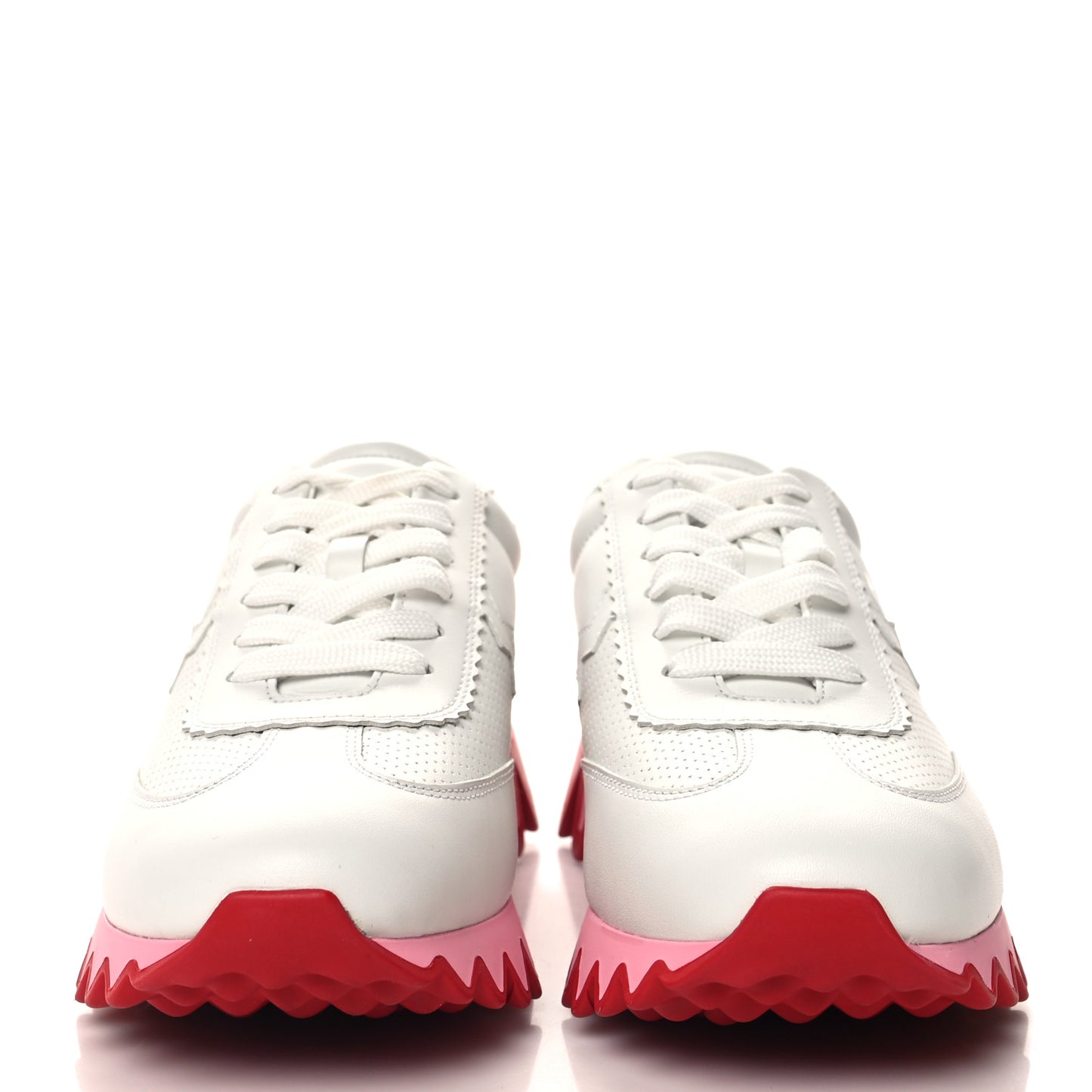 Calfskin Neoprene Womens Loubishark Sneakers 38.5 White Pink
