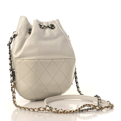 Chanel Patent Goatskin Quilted Small Gabrielle Bucket White 2 of 10