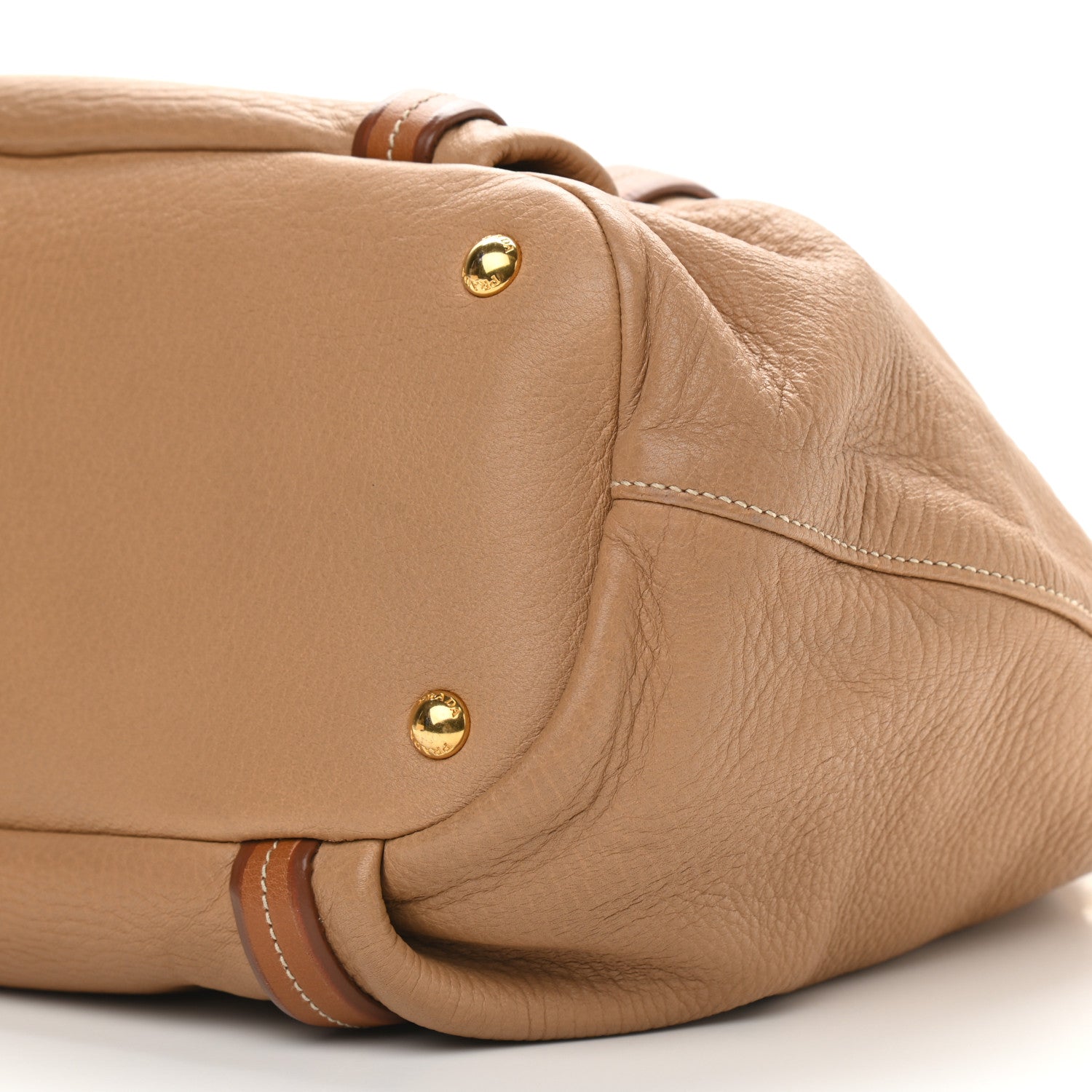 Prada Tessuto Nylon Vitello Daino Shopping Satchel Sughero 9 of 9