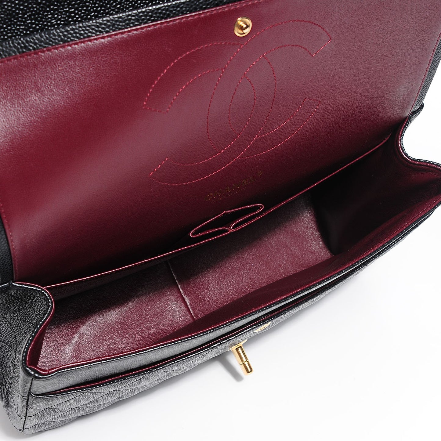Caviar Quilted Jumbo Double Flap Black