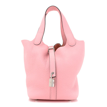 Hermes Taurillon Clemence Picotin Lock 18 PM Rose Sakura 1 of 10