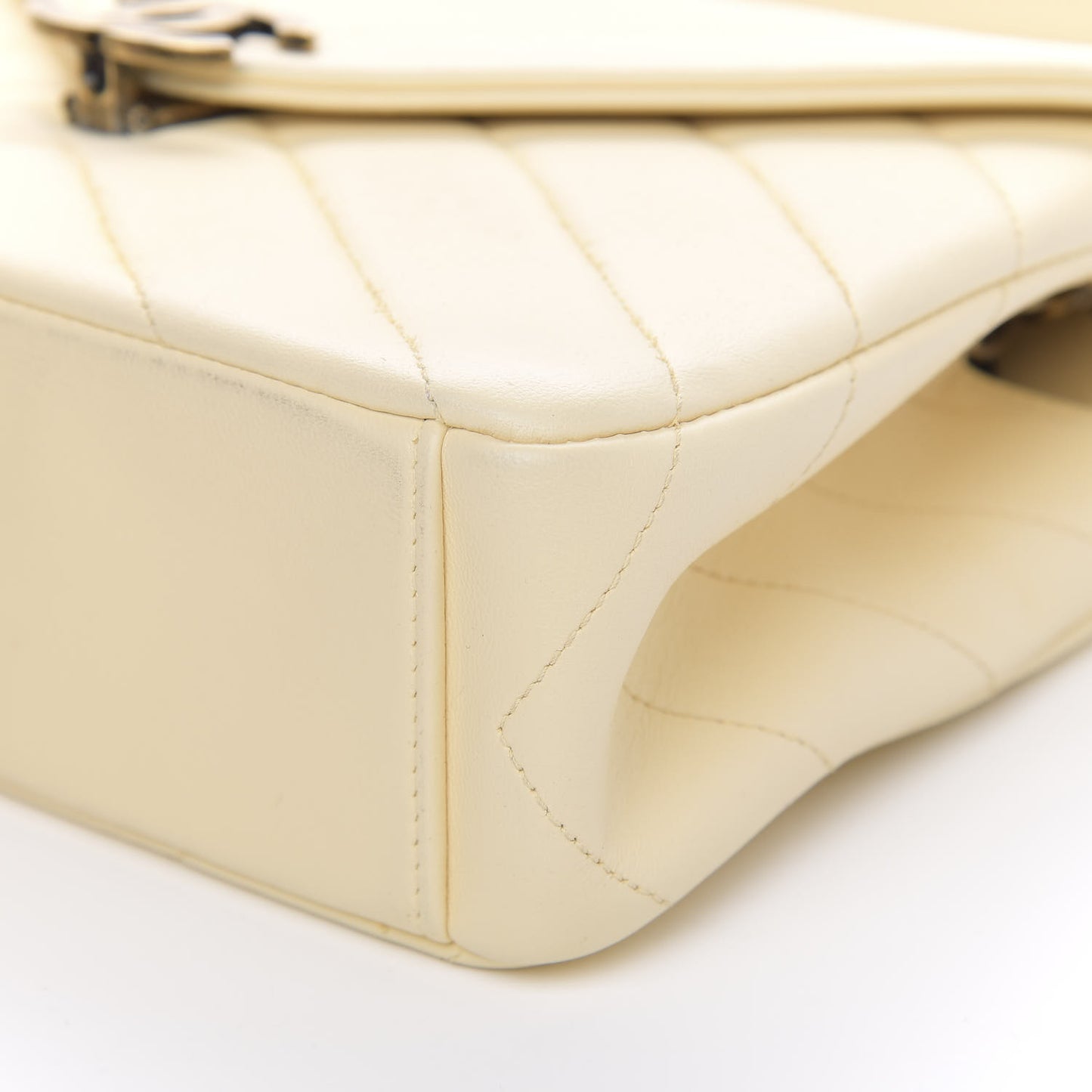 Lambskin Chevron Quilted Envelope Flap White