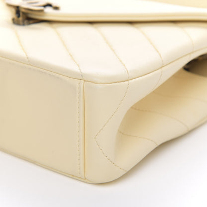 Chanel Lambskin Chevron Quilted Envelope Flap White 9 of 15