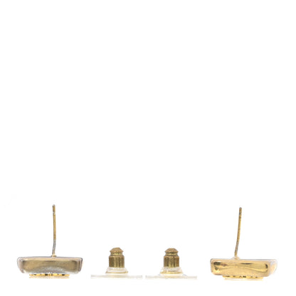 Chanel Metal Enamel CC Square Earrings Gold Black 3 of 5