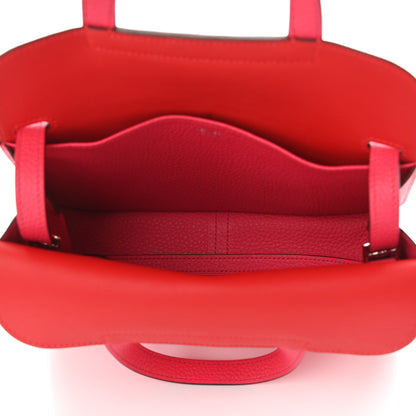 Hermes Taurillon Clemence Halzan 25 Rouge De Coeur Rose Extreme 5 of 9