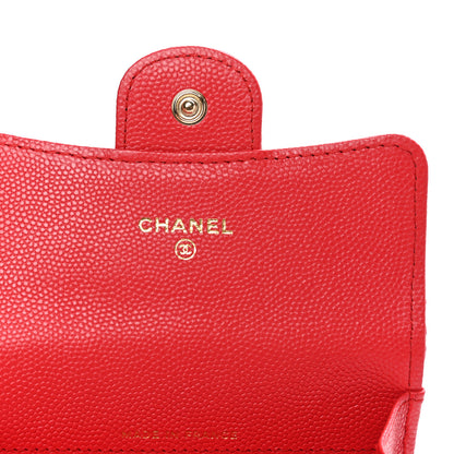 Chanel Caviar Quilted Flap Card Holder Wallet Red 6 of 9