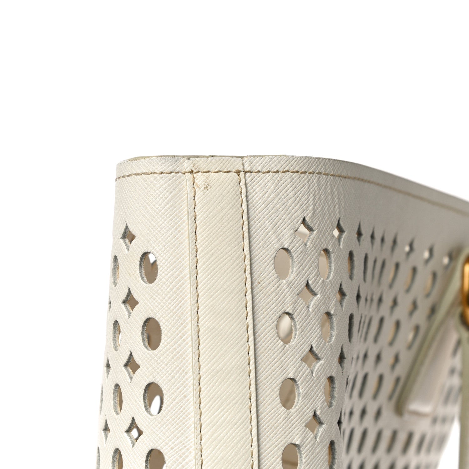 Prada Saffiano Perforated Tote Talco 20 of 21