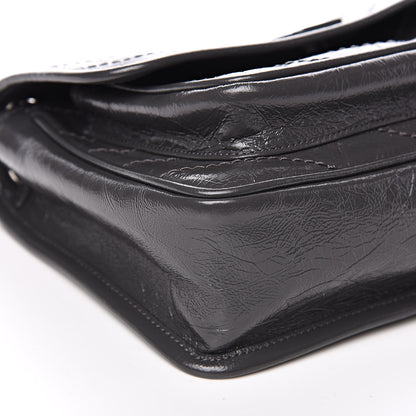 Saint Laurent Crinkled Calfskin Matelasse Monogram Baby Niki Chain Satchel Storm 8 of 10