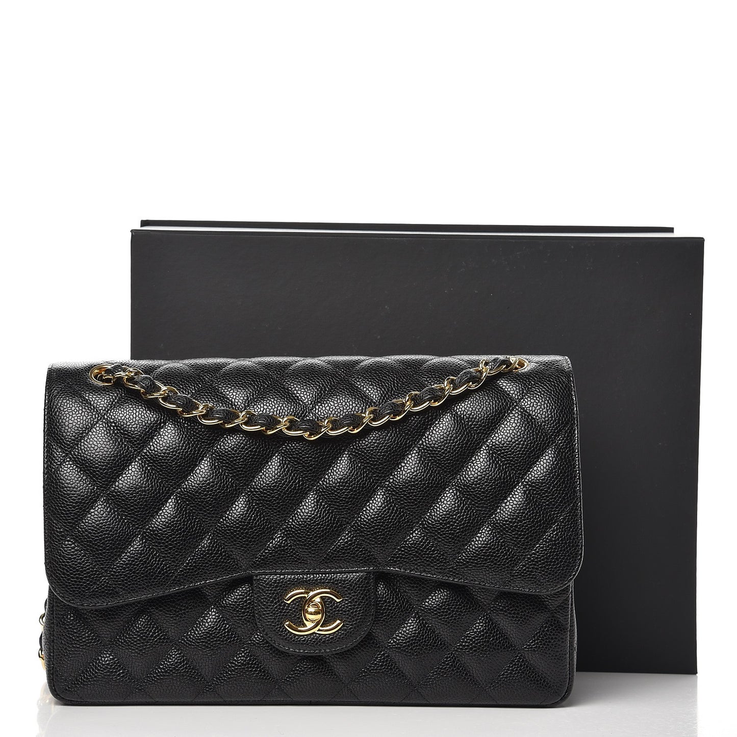 Caviar Quilted Jumbo Double Flap Black