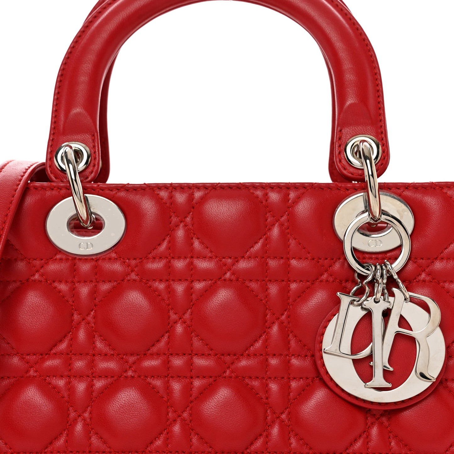 Lambskin Cannage Medium Lady Dior Red