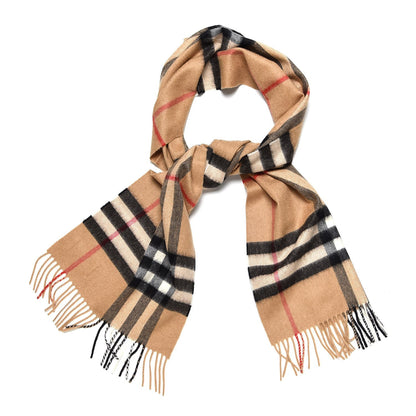 Burberry Cashmere Giant Heritage Check Fringe Scarf Camel 7 of 8