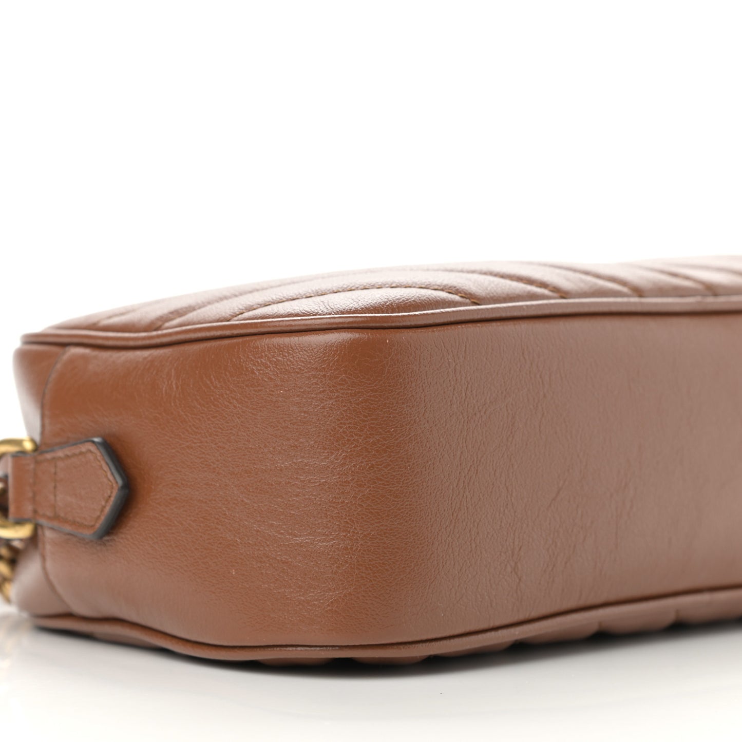 Glazed Calfskin Matelasse Diagonal Small GG Marmont Chain Shoulder Bag Cuir
