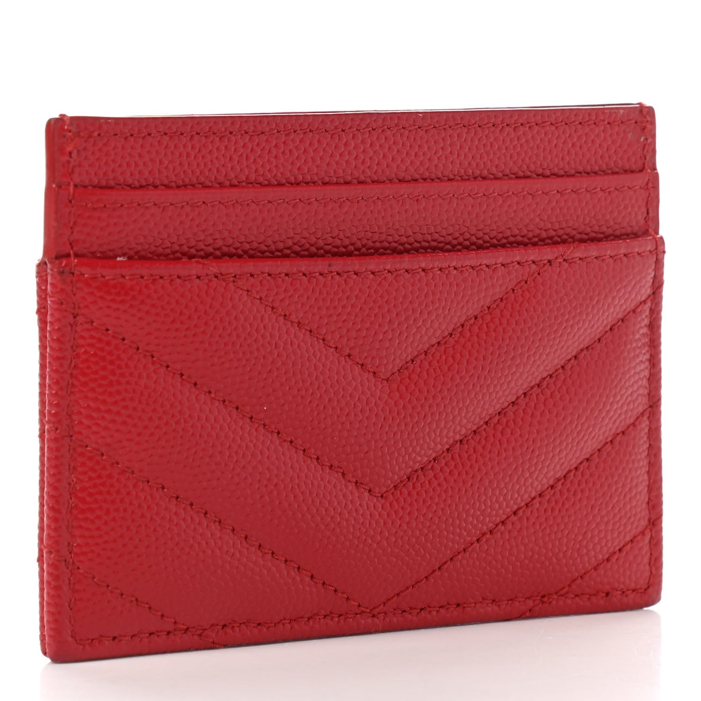 Grain De Poudre Matelasse Chevron Monogram Credit Card Case Bandana Red