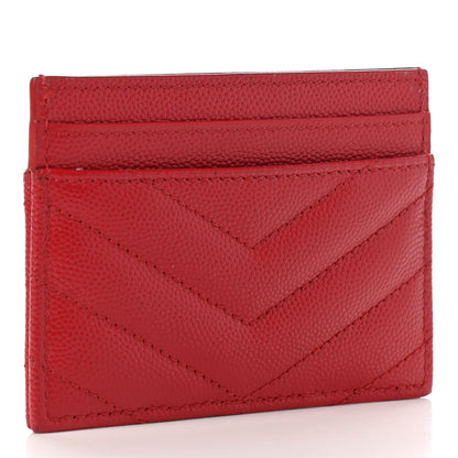 Saint Laurent Grain De Poudre Matelasse Chevron Monogram Credit Card Case Bandana Red 3 of 8