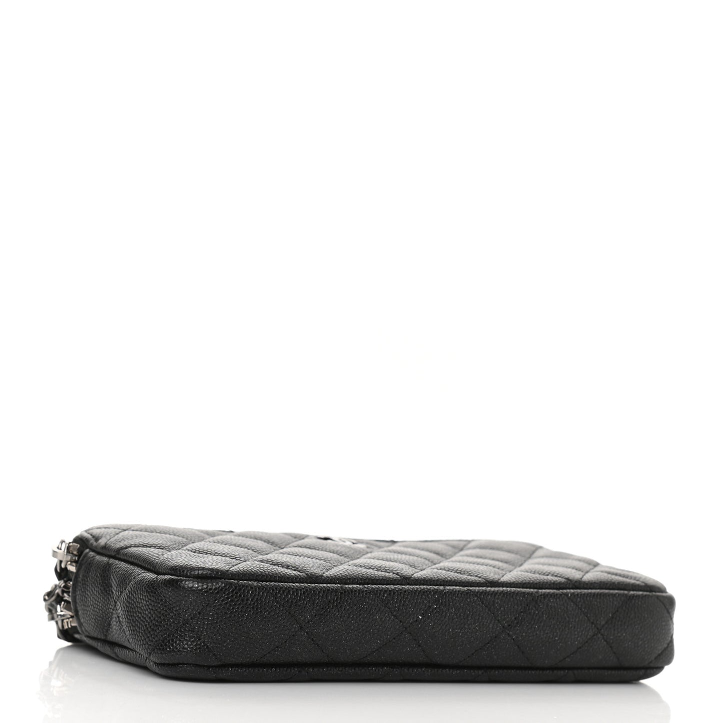 Iridescent Caviar Quilted Small Clutch With Chain Black