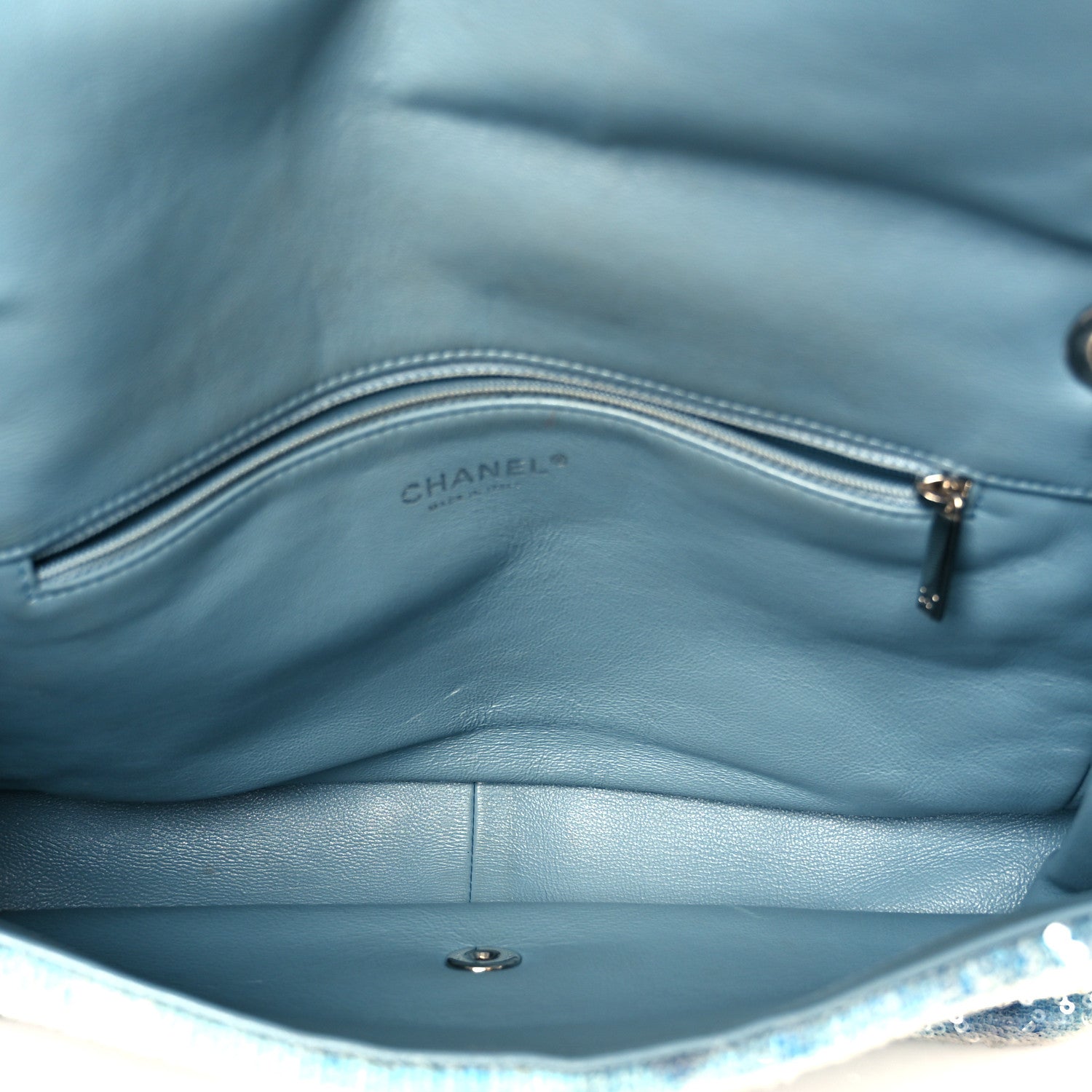 Chanel Sequin Large Waterfall Flap Light Blue 5 of 11