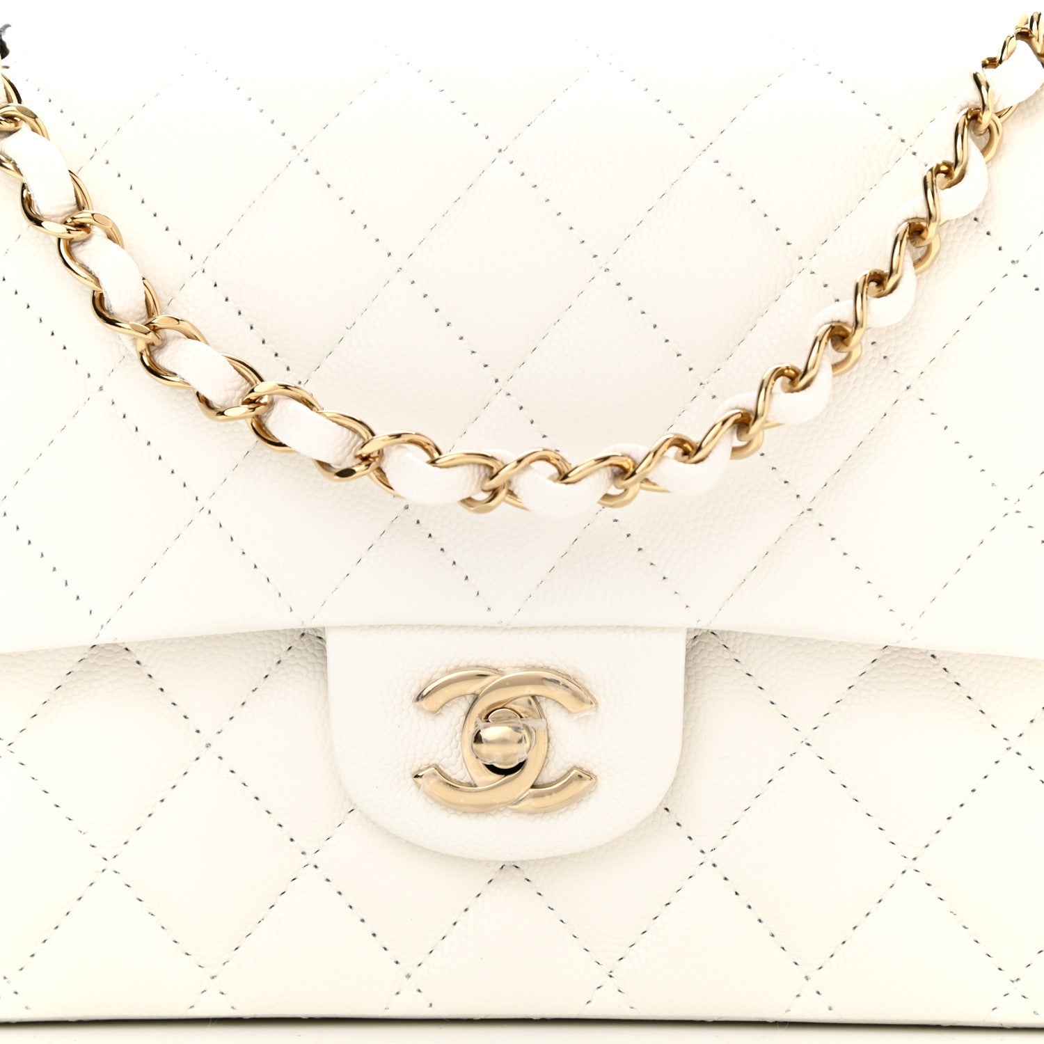 Chanel Caviar Quilted Medium Double Flap White 8 of 8