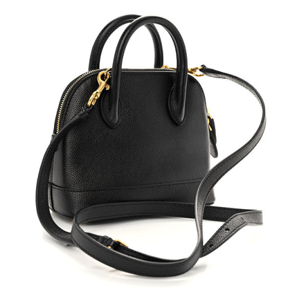 Balenciaga Grained Calfskin Logo XXS Ville Top Handle Bag Black White 4 of 10