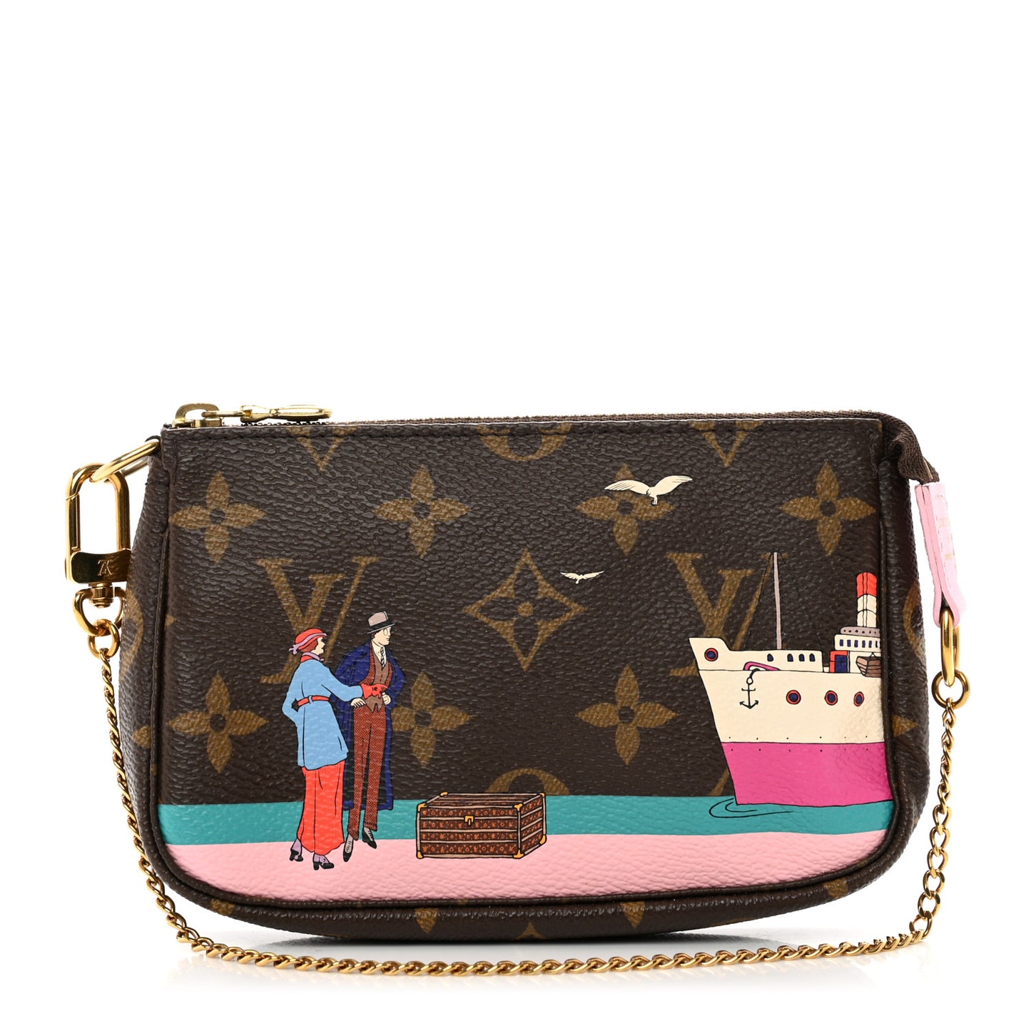 Monogram 2016 Christmas Animation Mini Pochette Accessories Rose Ballerine